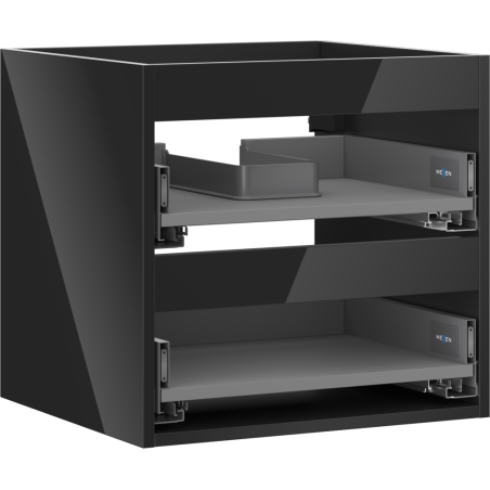 Mexen Box-A caisson de meuble sous-lavabo 50 cm, 2 tiroirs, noir brillant - 91AX0-0500-470-2-70