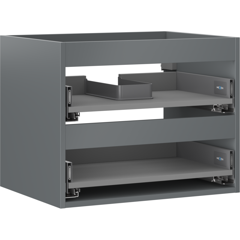 Mexen Box-A boîtier d'armoire sous-lavabo 60 cm, 2 tiroirs, graphite mat - 91AX0-0600-470-2-66