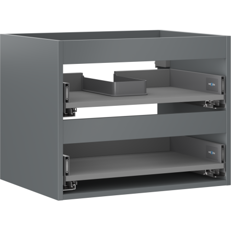 Mexen Box-A boîtier d'armoire sous-lavabo 60 cm, 2 tiroirs, graphite mat - 91AX0-0600-470-2-66