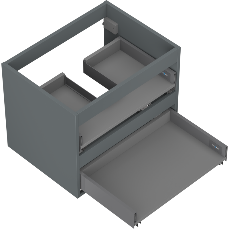 Mexen Box-A corps de meuble sous lavabo 60 cm, 2 tiroirs, graphite mat - 91AX0-0600-470-2-66