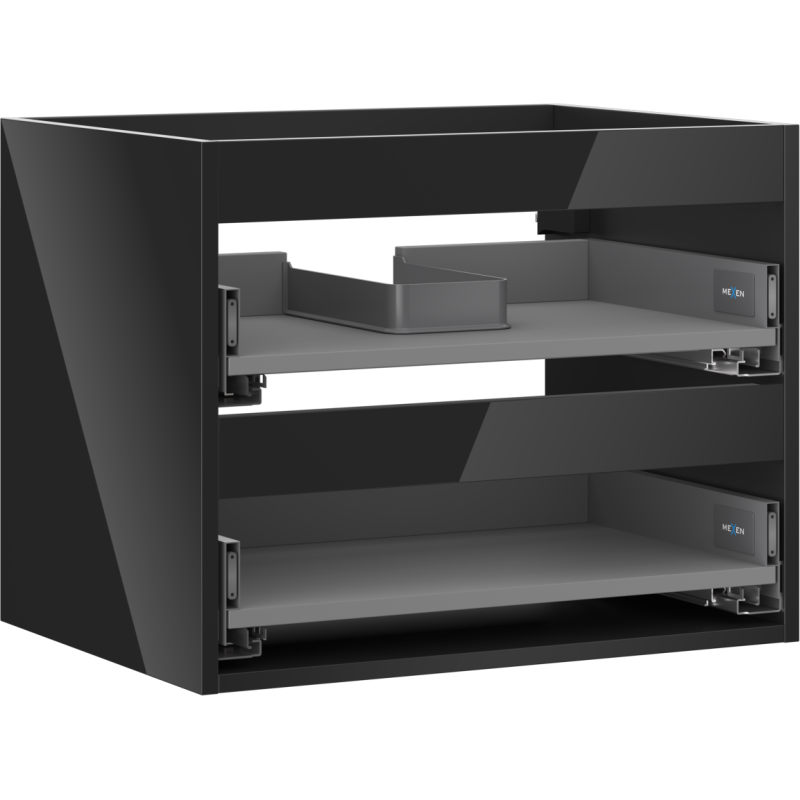 Mexen Box-A corps de meuble sous vasque 60 cm, 2 tiroirs, noir brillant - 91AX0-0600-470-2-70