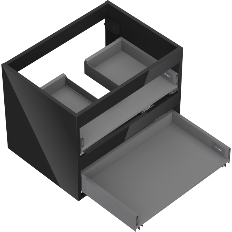 Mexen Box-A corps de meuble sous vasque 60 cm, 2 tiroirs, noir brillant - 91AX0-0600-470-2-70