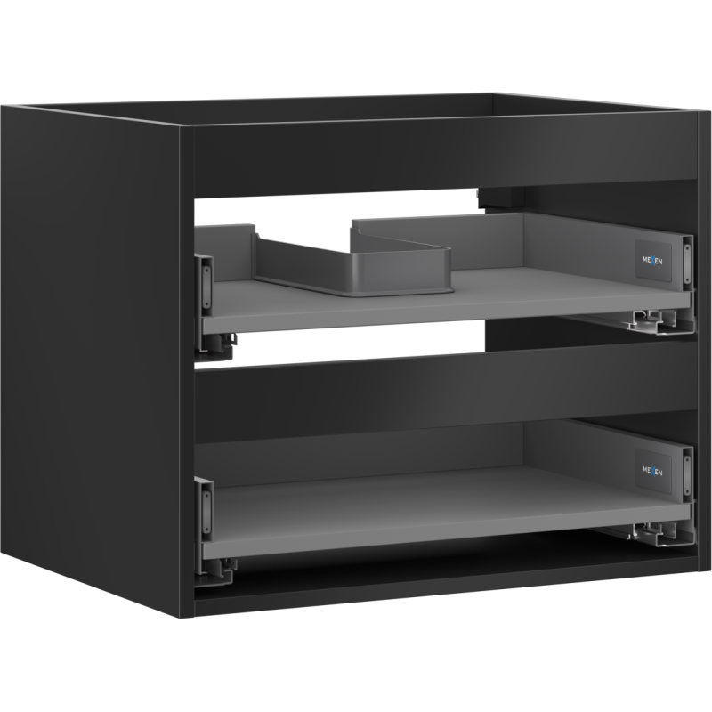 Mexen Box-A caisson de meuble sous-lavabo 60 cm, 2 tiroirs, noir mat - 91AX0-0600-470-2-71