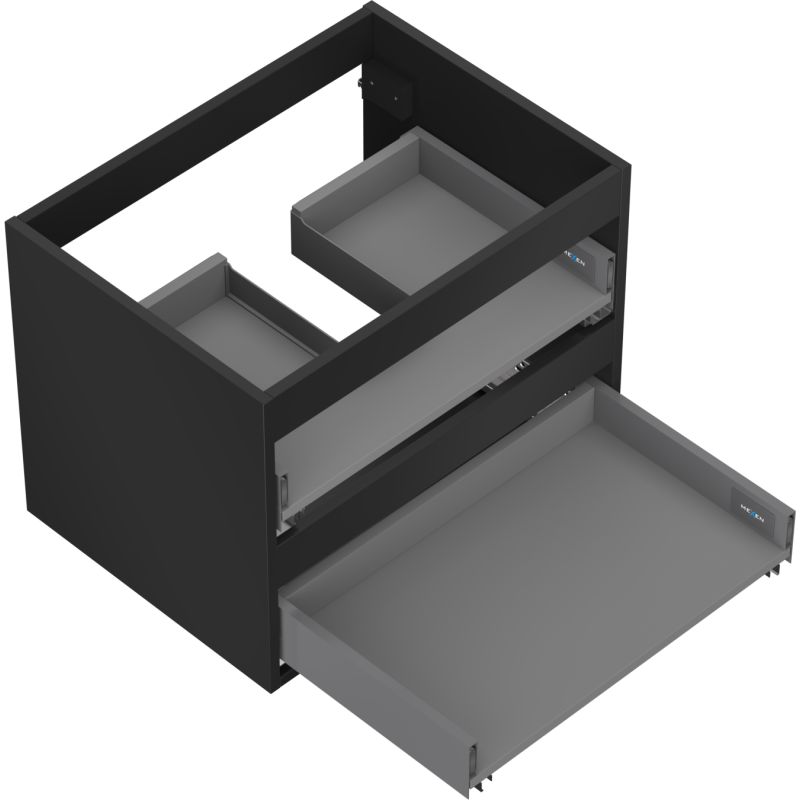 Mexen Box-A caisson de meuble sous-lavabo 60 cm, 2 tiroirs, noir mat - 91AX0-0600-470-2-71