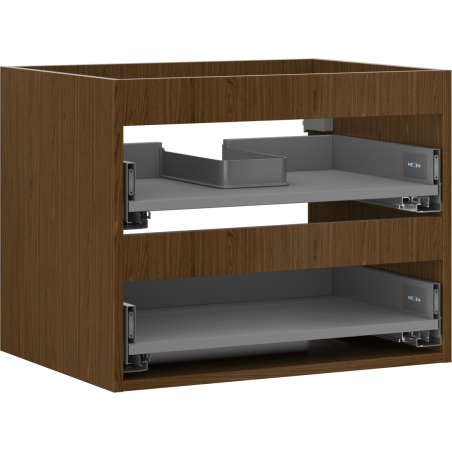 Mexen Box-A corps de meuble sous-vasque 60 cm, 2 tiroirs, noyer - 91AX0-0600-470-2-86