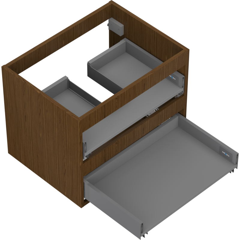 Mexen Box-A corps de meuble sous-vasque 60 cm, 2 tiroirs, noyer - 91AX0-0600-470-2-86