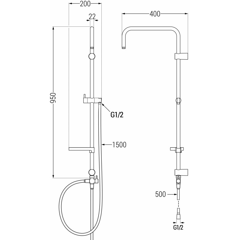 Mexen X colonne de douche, gris fusil brossé - 7939199-66