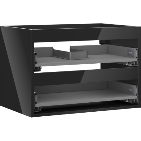 Mexen Box-A corps d'armoire sous-vasque 70 cm, 2 tiroirs, noir brillant - 91AX0-0700-470-2-70
