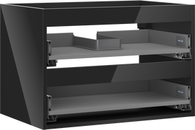 Mexen Box-A corps de meuble sous-vasque 70 cm, 2 tiroirs, noir brillant - 91AX0-0700-470-2-70