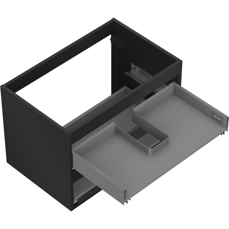 Mexen Box-A corps d'armoire sous-vasque 70 cm, 2 tiroirs, noir mat - 91AX0-0700-470-2-71