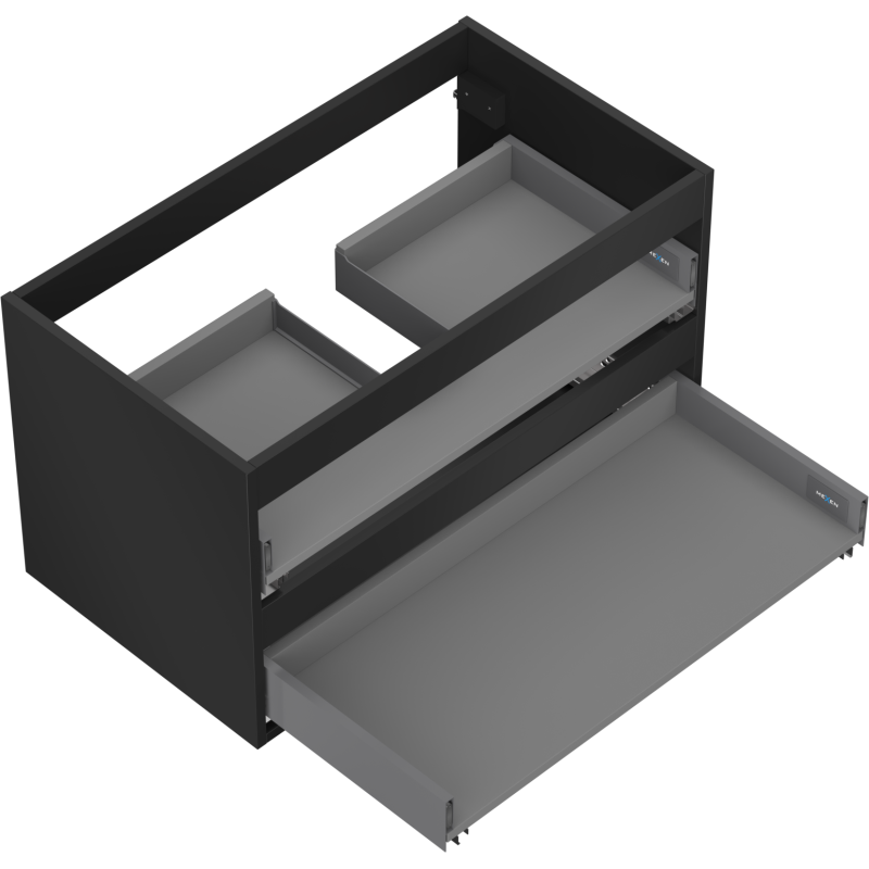 Mexen Box-A corps de meuble sous lavabo 80 cm, 2 tiroirs, noir mat - 91AX0-0800-470-2-71