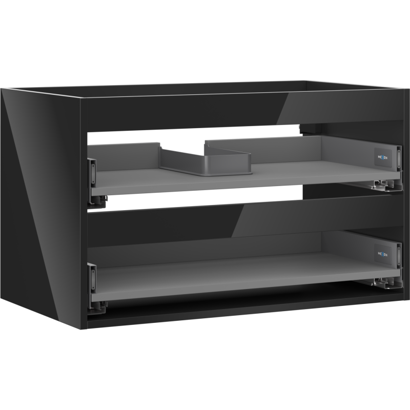 Mexen Box-A caisson de meuble sous-lavabo 80 cm, 2 tiroirs, noir brillant - 91AX0-0800-470-2-70