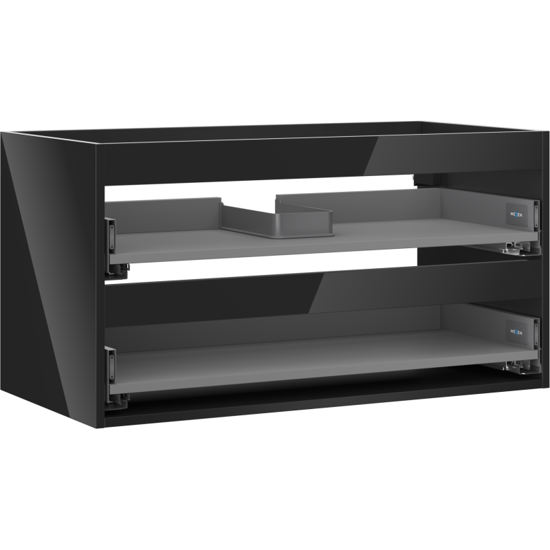 Mexen Box-A corps de meuble sous-lavabo 90 cm, 2 tiroirs, noir brillant - 91AX0-0900-470-2-70