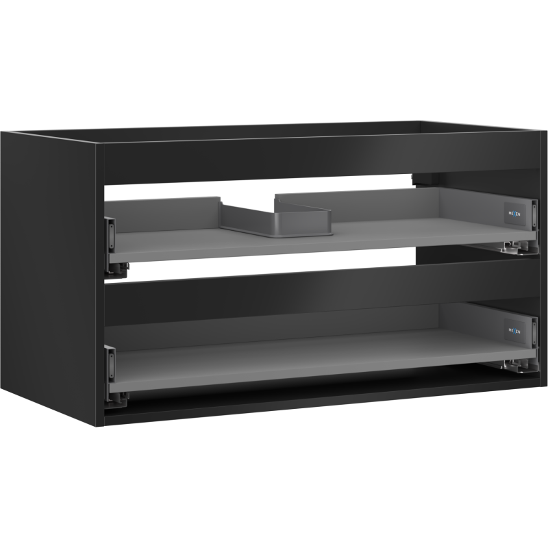 Mexen Box-A boîtier de meuble sous-lavabo 90 cm, 2 tiroirs, noir mat - 91AX0-0900-470-2-71