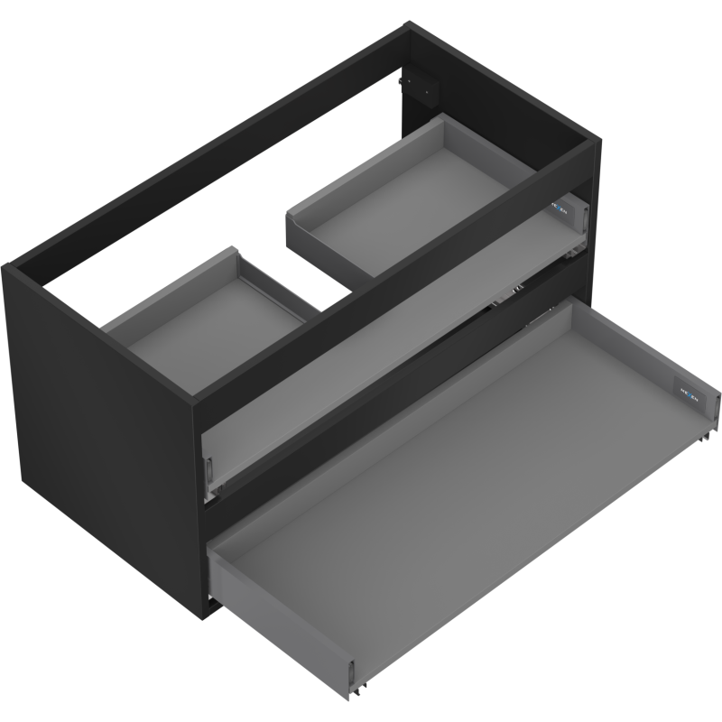 Mexen Box-A boîtier de meuble sous-lavabo 90 cm, 2 tiroirs, noir mat - 91AX0-0900-470-2-71