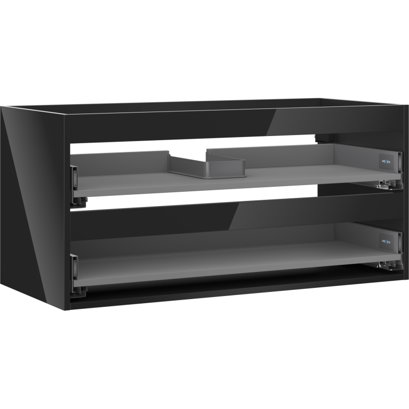 Mexen Box-A meuble sous-lavabo 100 cm, 2 tiroirs, noir brillant - 91AX0-1000-470-2-70