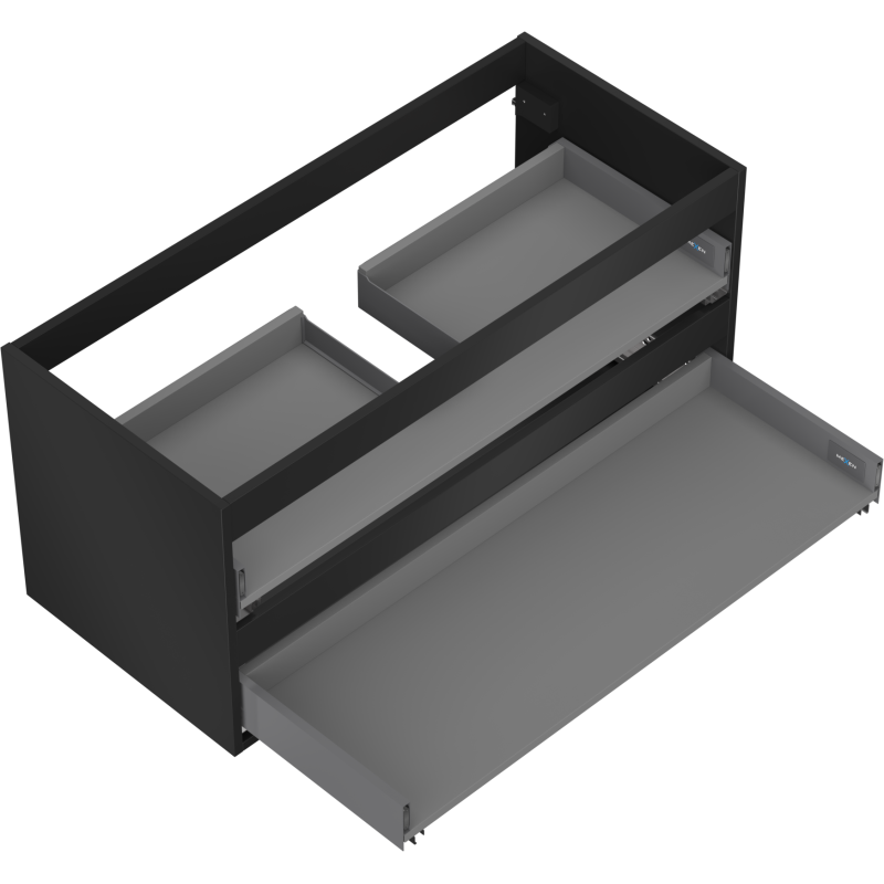 Mexen Box-A corps de meuble sous-lavabo 100 cm, 2 tiroirs, noir mat - 91AX0-1000-470-2-71
