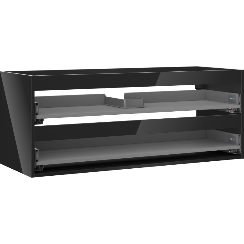 Mexen Box-A caisson de meuble sous-lavabo 120 cm, 2 tiroirs, noir brillant - 91AX0-1200-470-2-70