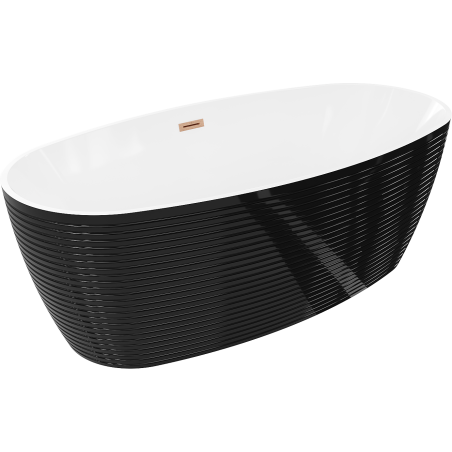 Mexen Lira baignoire autoportante modèle 170 x 80 cm, blanc/noir, trop-plein cuivre brossé - 52831708075-65