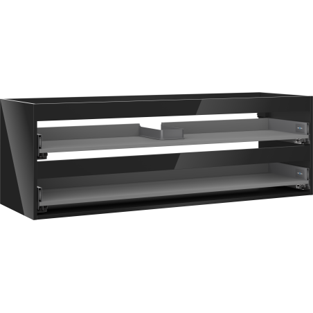 Mexen Box-A corps d'armoire sous-lavabo 140 cm, 2 tiroirs, noir brillant - 91AX0-1400-470-2-70
