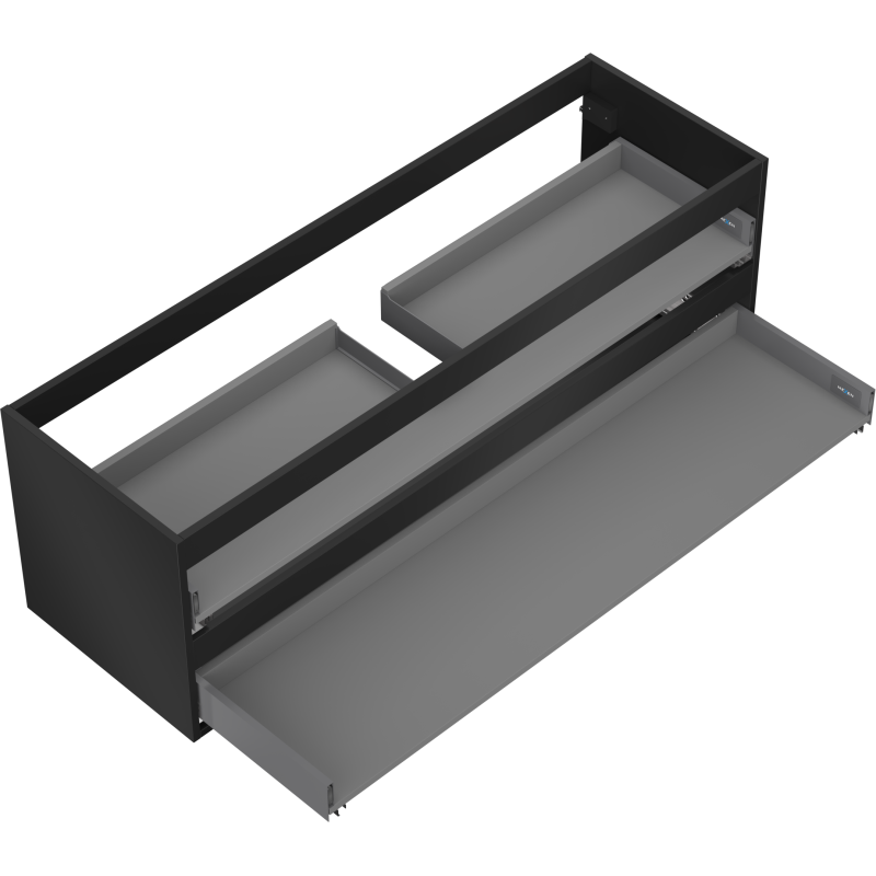 Mexen Box-A caisson de meuble sous-vasque 140 cm, 2 tiroirs, noir mat - 91AX0-1400-470-2-71