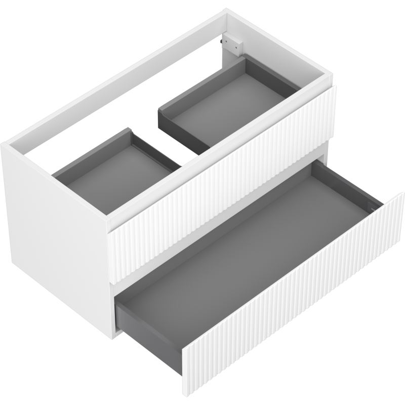 Mexen Rivel meuble de salle de bains sous lavabo 90 cm, 2 tiroirs, rainuré, blanc mat - 91A20-09047-2-BFF01