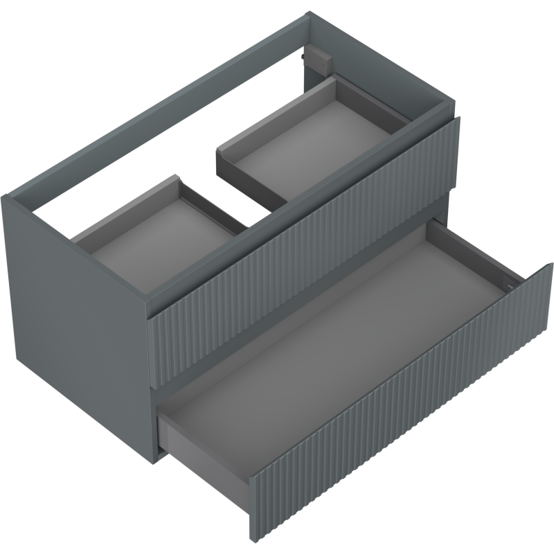 Mexen Rivel meuble de salle de bain sous lavabo 90 cm, 2 tiroirs, rainuré, graphite mat - 91A20-09047-2-BFF66