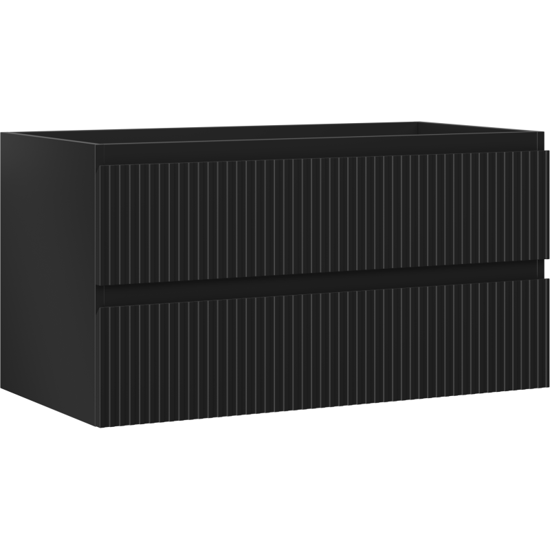 Mexen Rivel meuble de salle de bain sous-vasque 90 cm, 2 tiroirs, rainurée, noir mat - 91A20-09047-2-BFF71