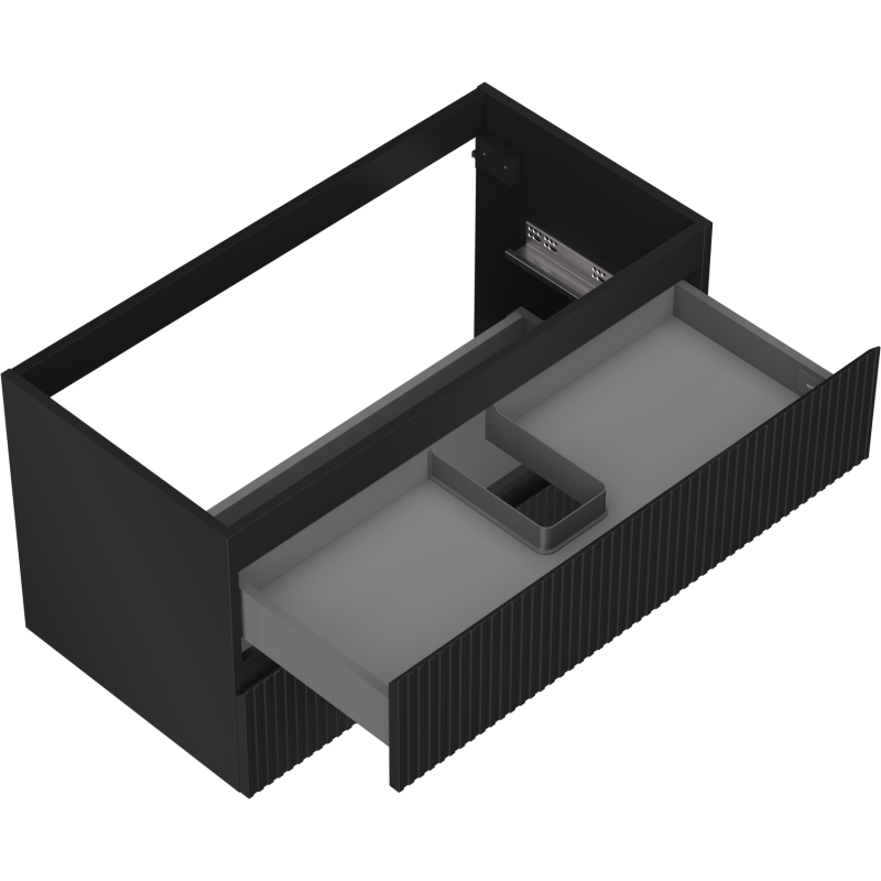 Mexen Rivel meuble de salle de bain sous-vasque 90 cm, 2 tiroirs, rainurée, noir mat - 91A20-09047-2-BFF71