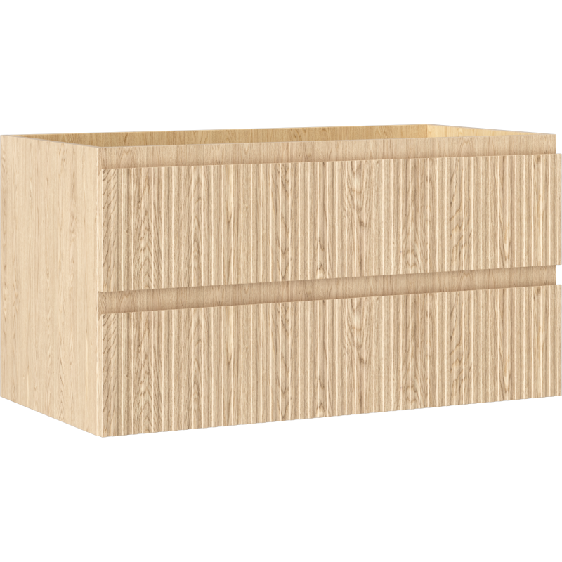 Ameublement de salle de bains Mexen Rivel sous-vasque 90 cm, 2 tiroirs, rainuré, chêne - 91A20-09047-2-BFF81