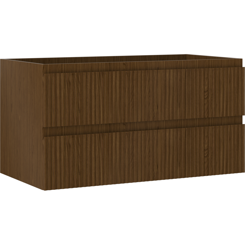 Mexen Rivel meuble de salle de bain sous vasque 90 cm, 2 tiroirs, rainuré, noyer - 91A20-09047-2-BFF86