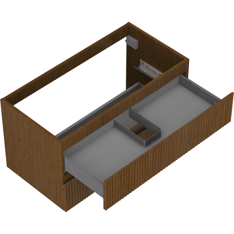 Mexen Rivel meuble de salle de bain sous vasque 90 cm, 2 tiroirs, rainuré, noyer - 91A20-09047-2-BFF86