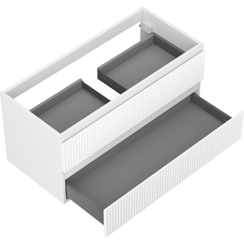 Mexen Rivel meuble de salle de bains sous lavabo 100 cm, 2 tiroirs, rainuré, blanc mat - 91A20-10047-2-BFF01