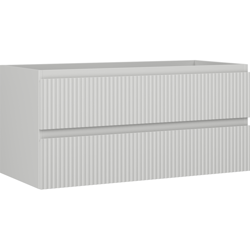 Mexen Rivel meuble de salle de bain sous-lavabo 100 cm, 2 tiroirs, rainuré, gris mat - 91A20-10047-2-BFF62