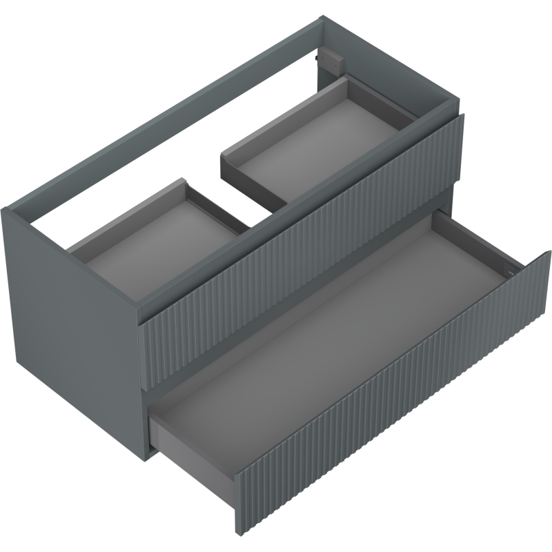 Mexen Rivel armoire de salle de bain sous lavabo 100 cm, 2 tiroirs, rainurée, graphite mat - 91A20-10047-2-BFF66