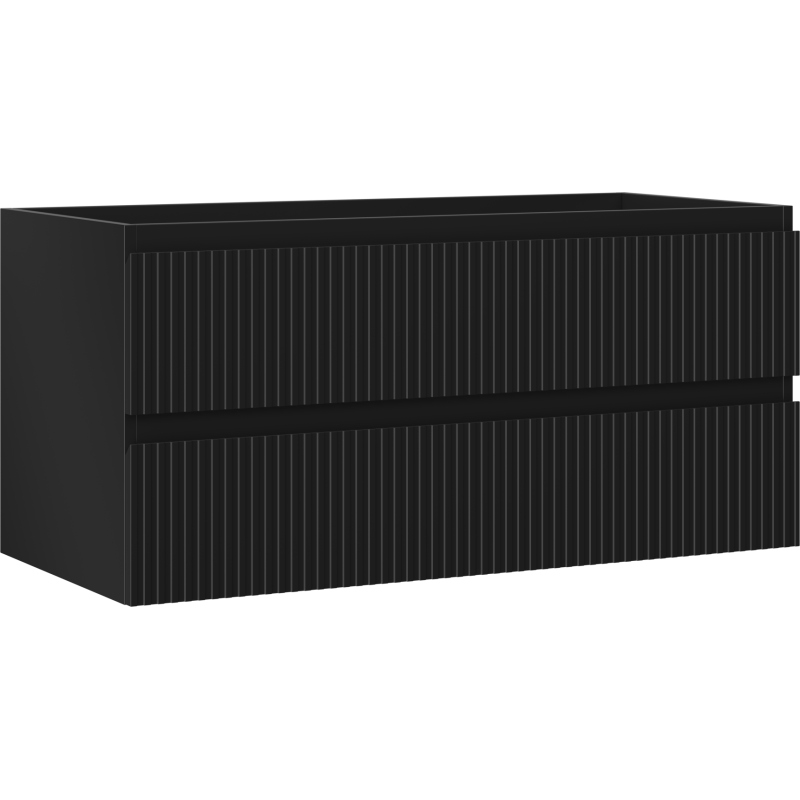 Mexen Rivel meuble de salle de bain sous vasque 100 cm, 2 tiroirs, rainuré, noir mat - 91A20-10047-2-BFF71