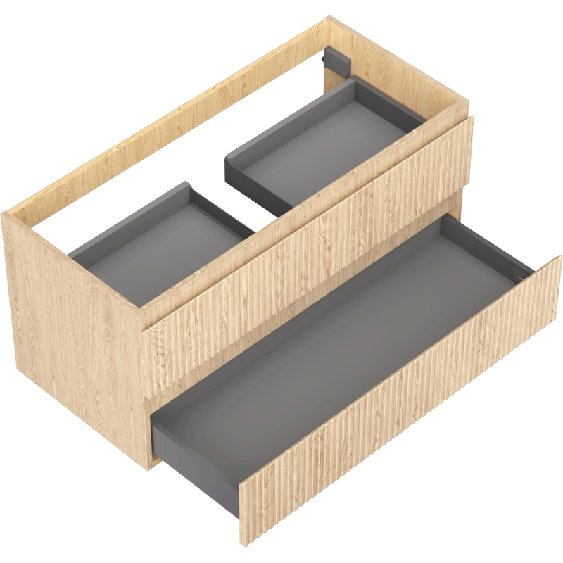 Mexen Rivel armoire de salle de bains sous vasque 100 cm, 2 tiroirs, rainurée, chêne - 91A20-10047-2-BFF81