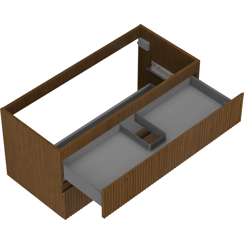 Mexen Rivel meuble de salle de bain sous lavabo 100 cm, 2 tiroirs, rainuré, noyer - 91A20-10047-2-BFF86