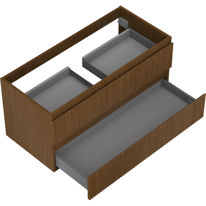 Mexen Rivel meuble de salle de bain sous lavabo 100 cm, 2 tiroirs, rainuré, noyer - 91A20-10047-2-BFF86