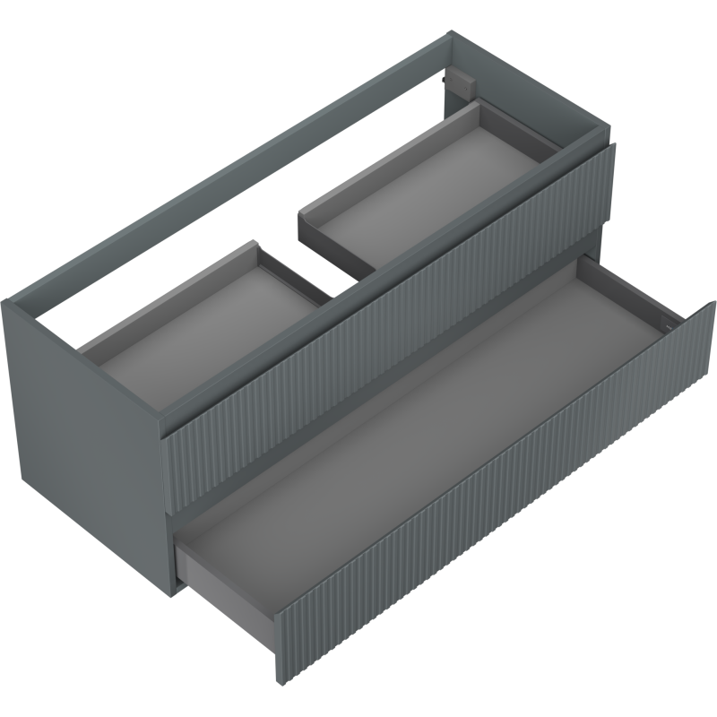 Mexen Rivel meuble de salle de bain sous-vasque 120 cm, 2 tiroirs, rainuré, graphite mat - 91A20-12047-2-BFF66