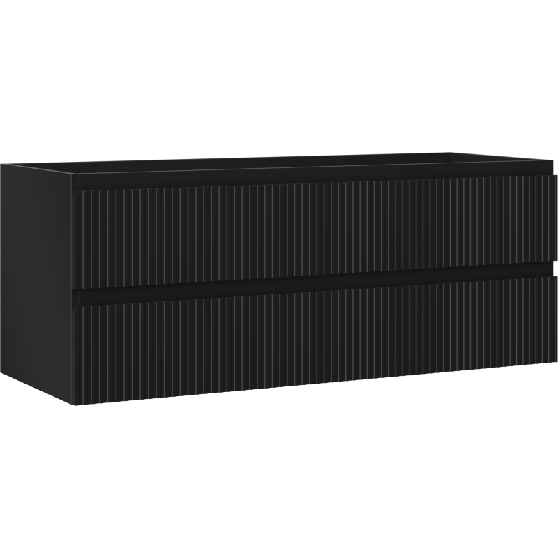 Mexen Rivel meuble de salle de bain sous lavabo 120 cm, 2 tiroirs, rainuré, noir mat - 91A20-12047-2-BFF71