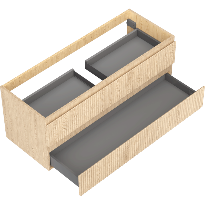 Mexen Rivel meuble de salle de bain sous lavabo 120 cm, 2 tiroirs, rainuré, chêne - 91A20-12047-2-BFF81