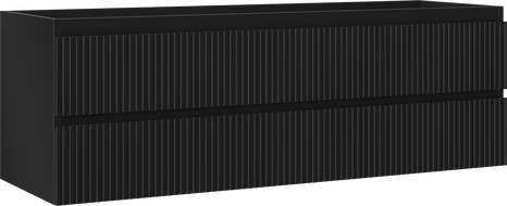 Mexen Rivel meuble de salle de bain sous-lavabo 140 cm, 2 tiroirs, rainuré, noir mat - 91A20-14047-2-BFF71