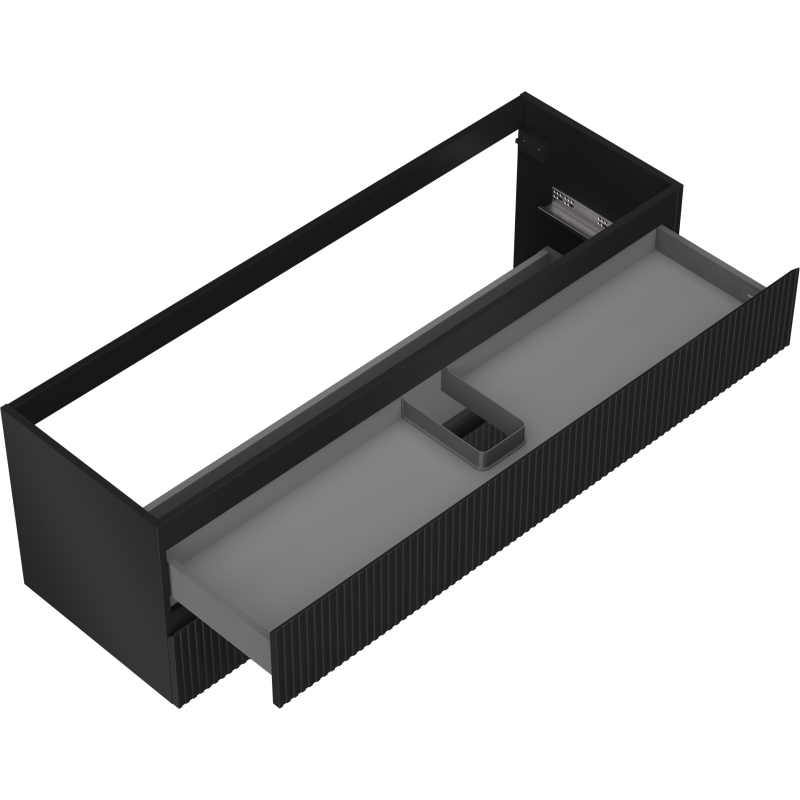 Mexen Rivel meuble de salle de bain sous lavabo 140 cm, 2 tiroirs, rainuré, noir mat - 91A20-14047-2-BFF71
