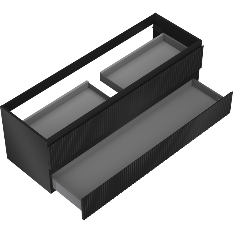 Mexen Rivel meuble de salle de bain sous lavabo 140 cm, 2 tiroirs, rainuré, noir mat - 91A20-14047-2-BFF71
