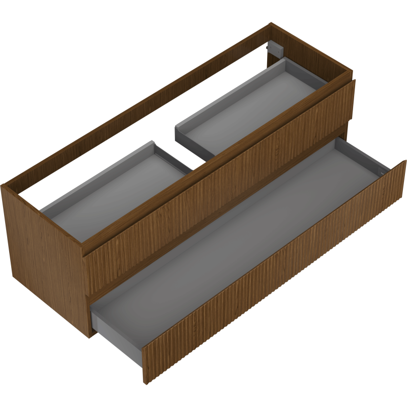 Mexen Rivel meuble de salle de bains sous lavabo 140 cm, 2 tiroirs, rainuré, noyer - 91A20-14047-2-BFF86