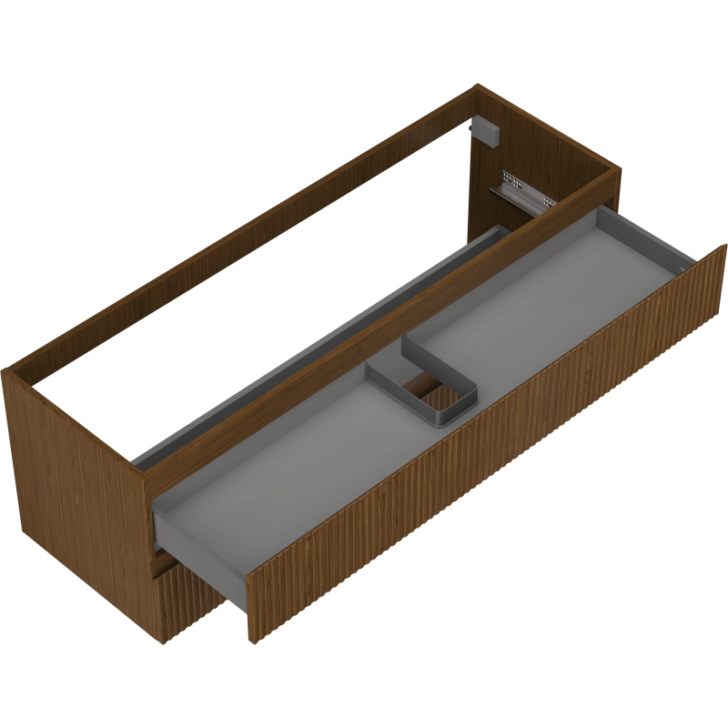 Mexen Rivel meuble de salle de bains sous lavabo 140 cm, 2 tiroirs, rainuré, noyer - 91A20-14047-2-BFF86
