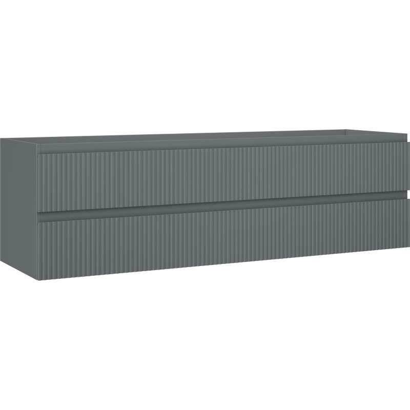 Mexen Rivel meuble de salle de bains sous lavabo 160 cm, 2 tiroirs, rainuré, graphite mat - 91A20-16047-2-BFF66