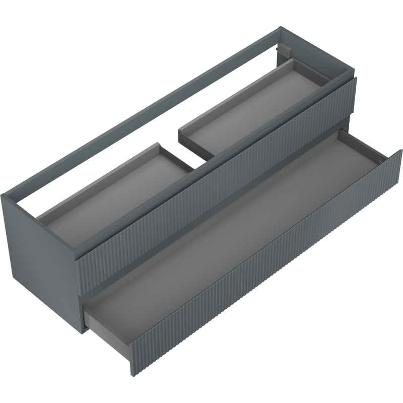 Mexen Rivel meuble de salle de bains sous lavabo 160 cm, 2 tiroirs, rainuré, graphite mat - 91A20-16047-2-BFF66
