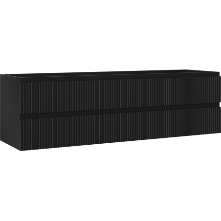 Mexen Rivel meuble de salle de bain sous-vasque 160 cm, 2 tiroirs, rainuré, noir mat - 91A20-16047-2-BFF71